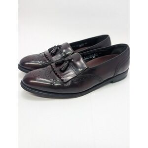 Florsheim Mens Burgundy Leather Wingtip Tassel Kiltie Loafers 30556 Size 10.5 D